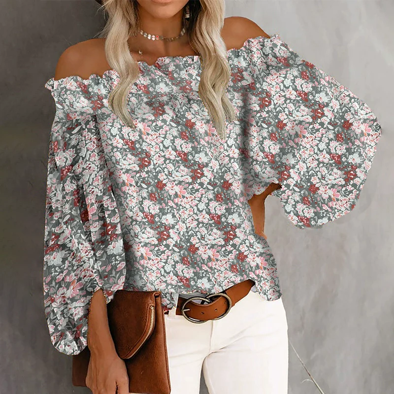 Off-the-Shoulder Fashion off-Neck Trendy Loose Chiffon Shirt - Image 10