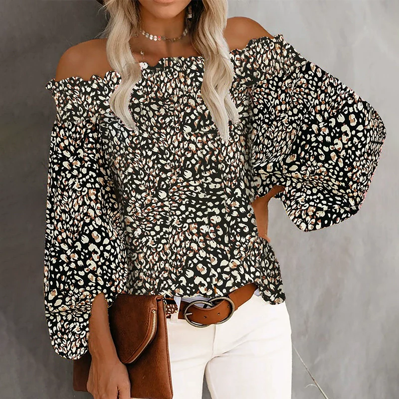 Off-the-Shoulder Fashion off-Neck Trendy Loose Chiffon Shirt - Image 11