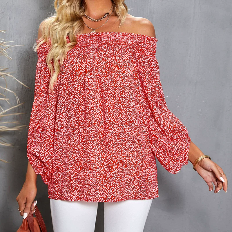 Off-the-Shoulder Fashion off-Neck Trendy Loose Chiffon Shirt - Image 8