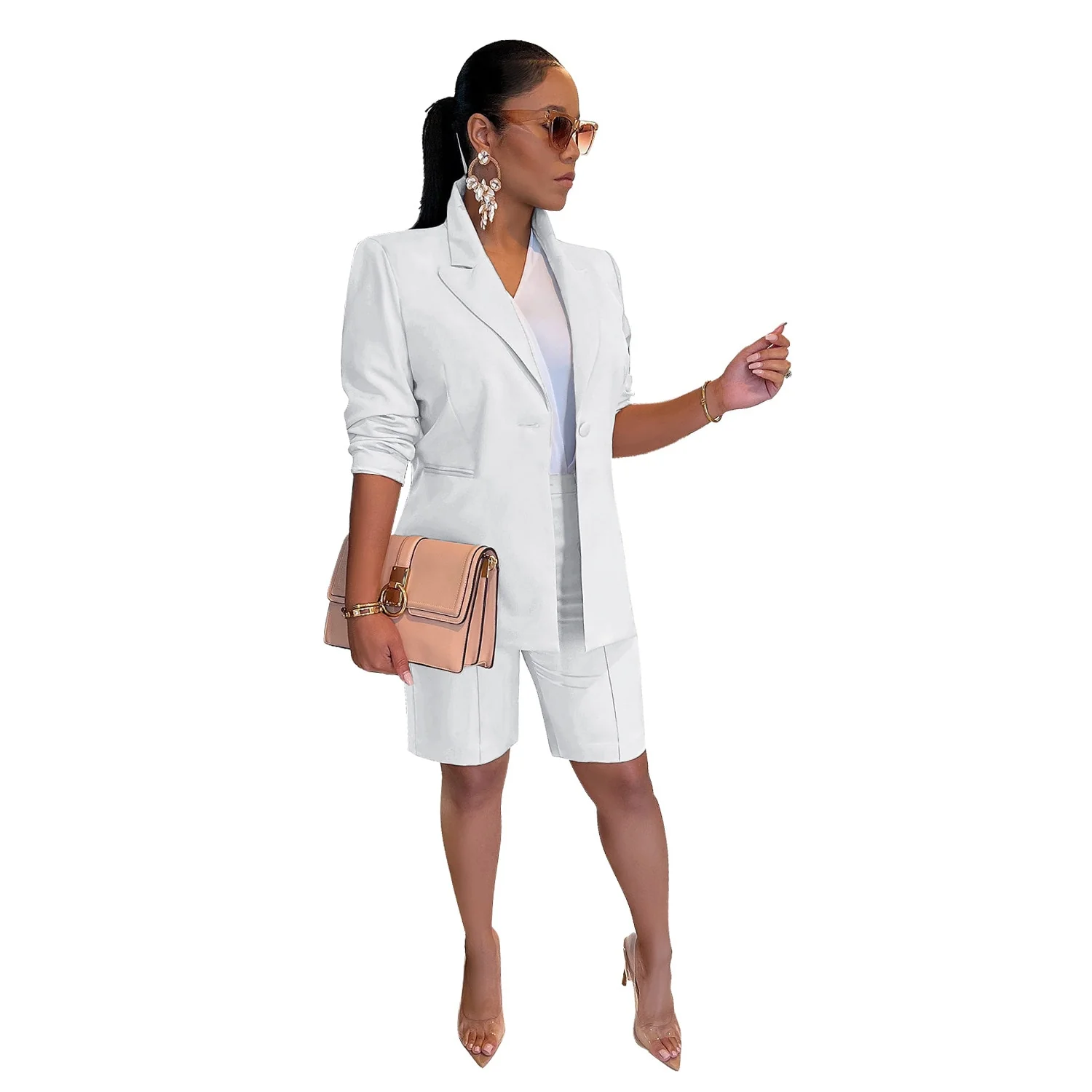Office Lady Solid Blazer Suit Elegant Two Piece Set Single Button Long Sleeve Coat Pencil Pants Fashion Business Work Uniforms - Image 8