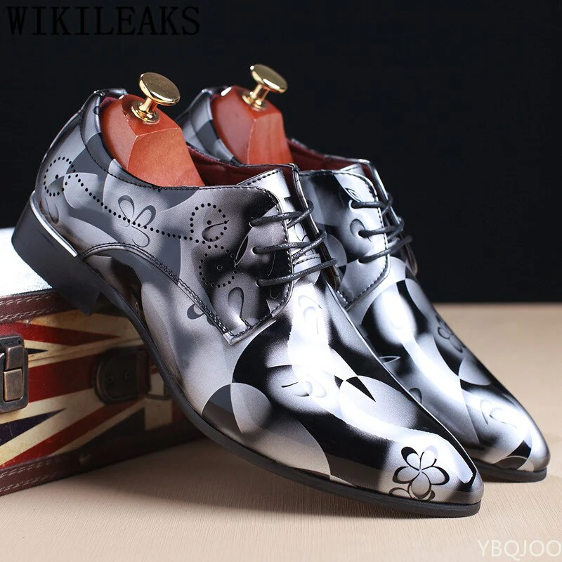 Office Men Dress Shoes Floral Pattern Men Formal Shoes Leather Luxury Fashion Groom Wedding Shoes Men Oxford Shoes Dress 37-50 - Image 10