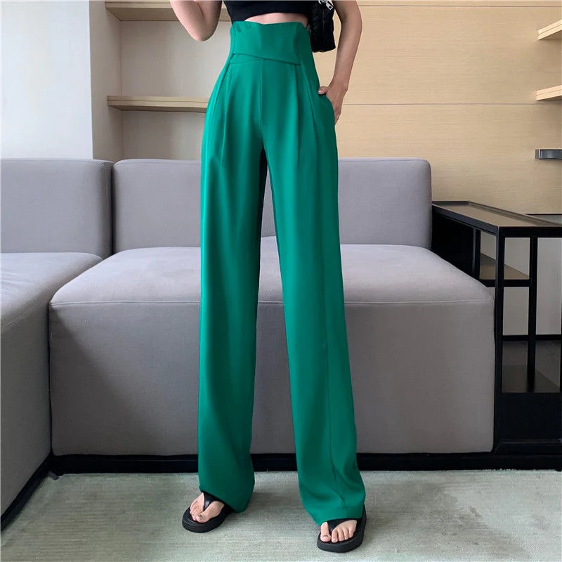 Office Purple Women's Pants Straight Leg Trousers for Woman Long High Waist Wide Sexy Work Solid Tailoring Classic 90s Clothing - Image 4