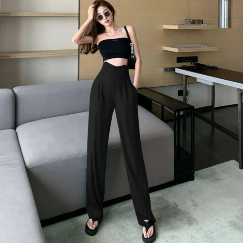 Office Purple Women's Pants Straight Leg Trousers for Woman Long High Waist Wide Sexy Work Solid Tailoring Classic 90s Clothing - Image 5