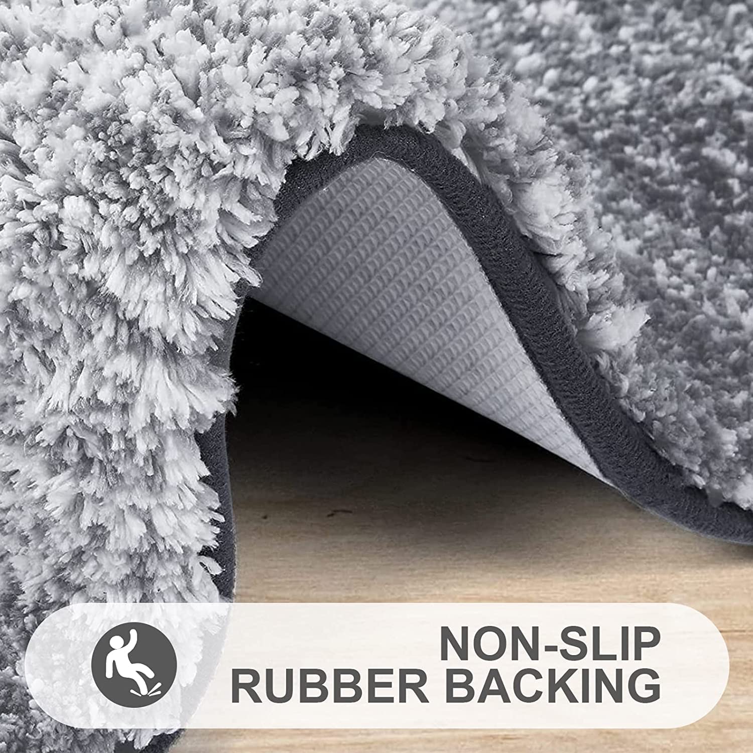 OLANLY Luxury Bathroom Rug Mat 24x16, Extra Soft and Absorbent Microfiber Bath Rugs, Non-Slip Plush Shaggy Bath Carpet, Machine Wash Dry, Bath Mats for Bathroom Floor, Tub and Shower, Grey - Image 5
