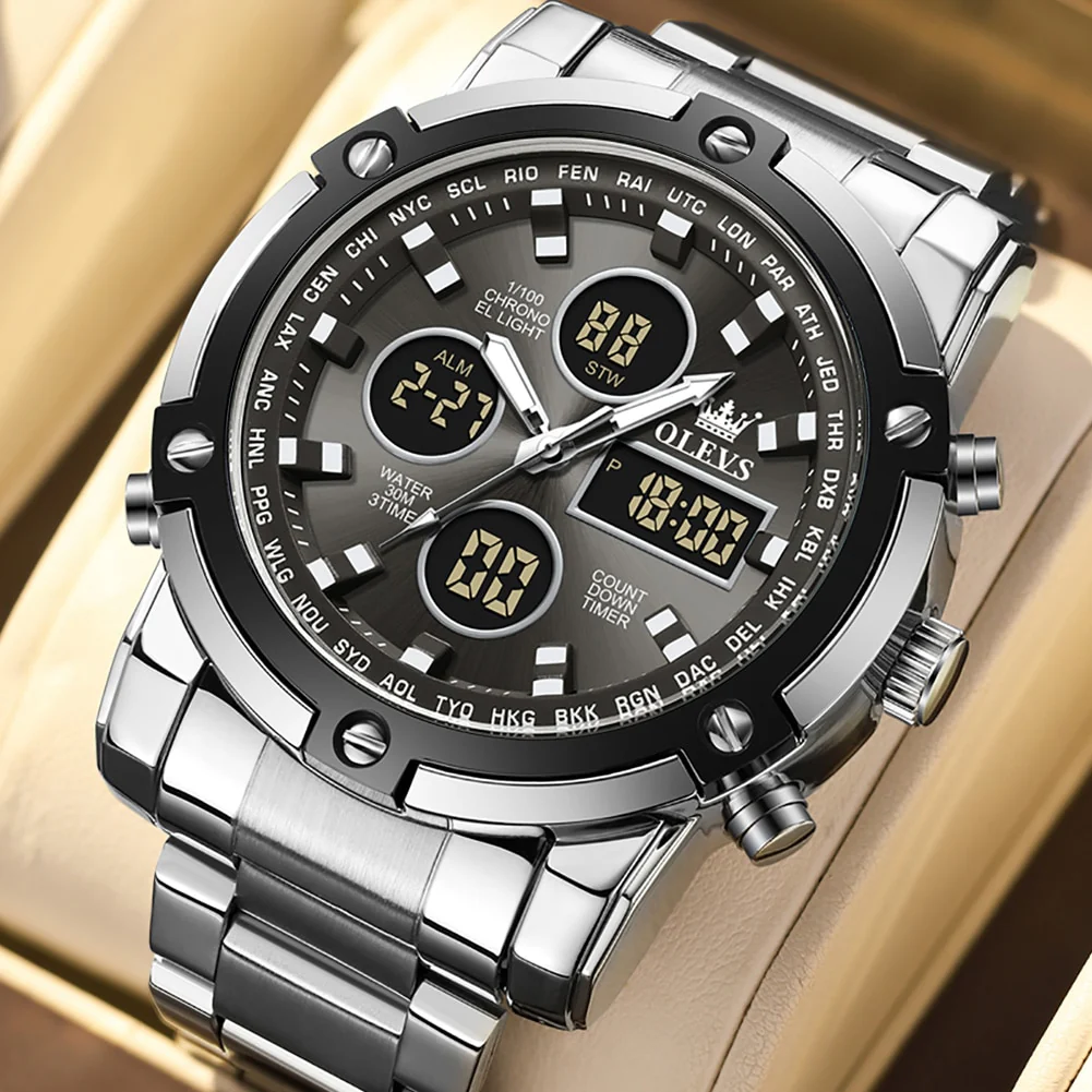 OLEVS Men's Watches Original Multifunctional Wlectronic Watch for Man Waterproof Luminous Alarm Clock Fashion Dress - Image 2