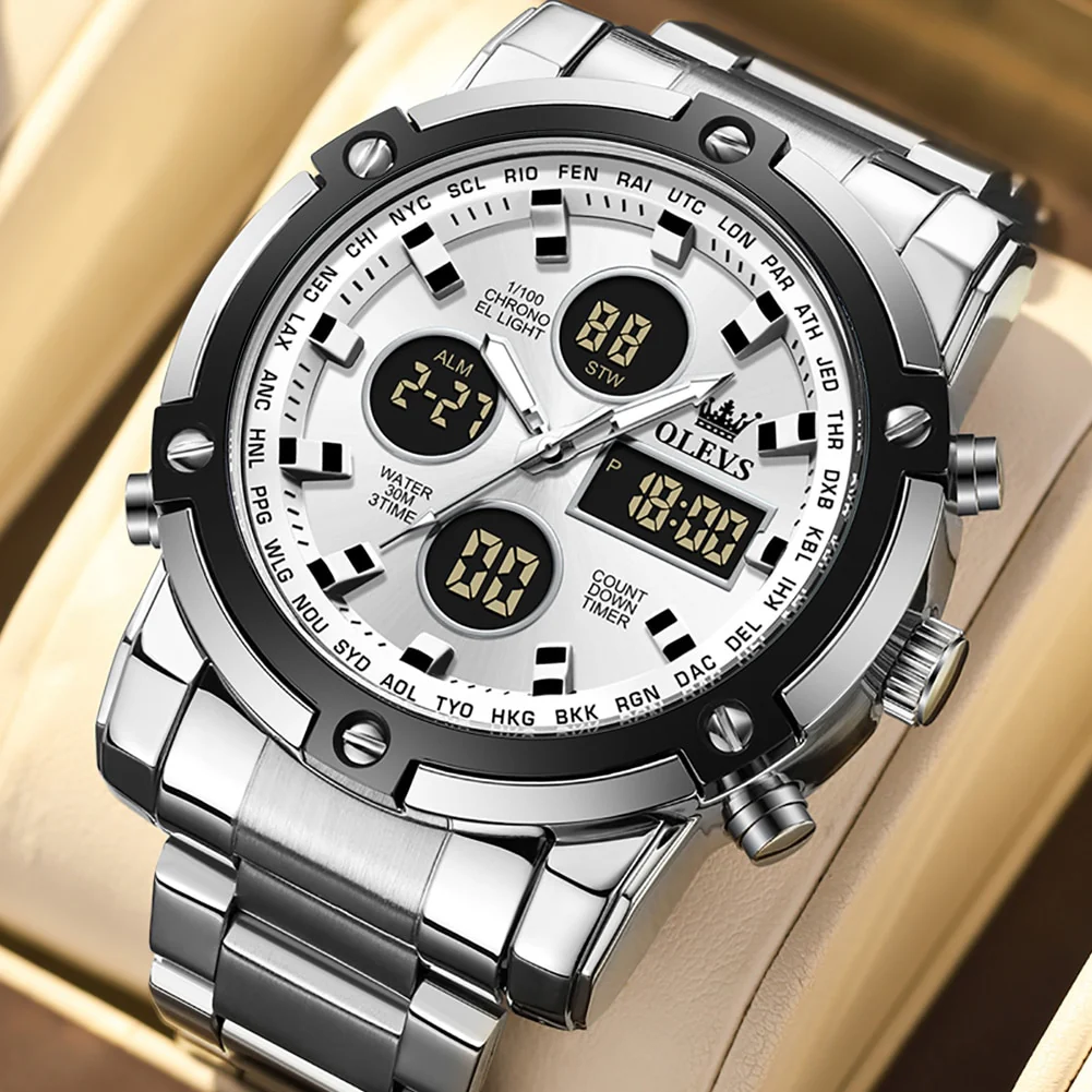 OLEVS Men's Watches Original Multifunctional Wlectronic Watch for Man Waterproof Luminous Alarm Clock Fashion Dress - Image 5