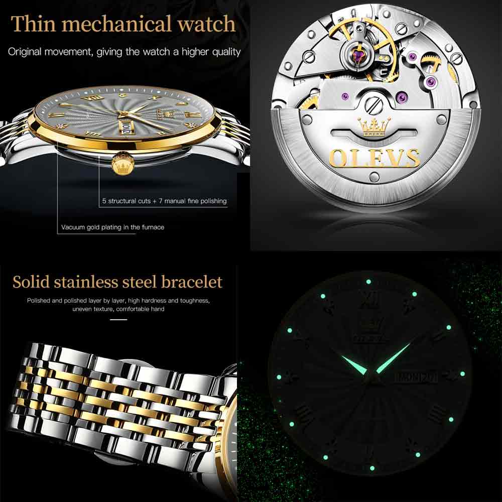 OLEVS Men Mechanical Watch Top Brand Luxury Automatic Watch Sport Stainless Steel Waterproof Watch Men relogio masculino - Image 10