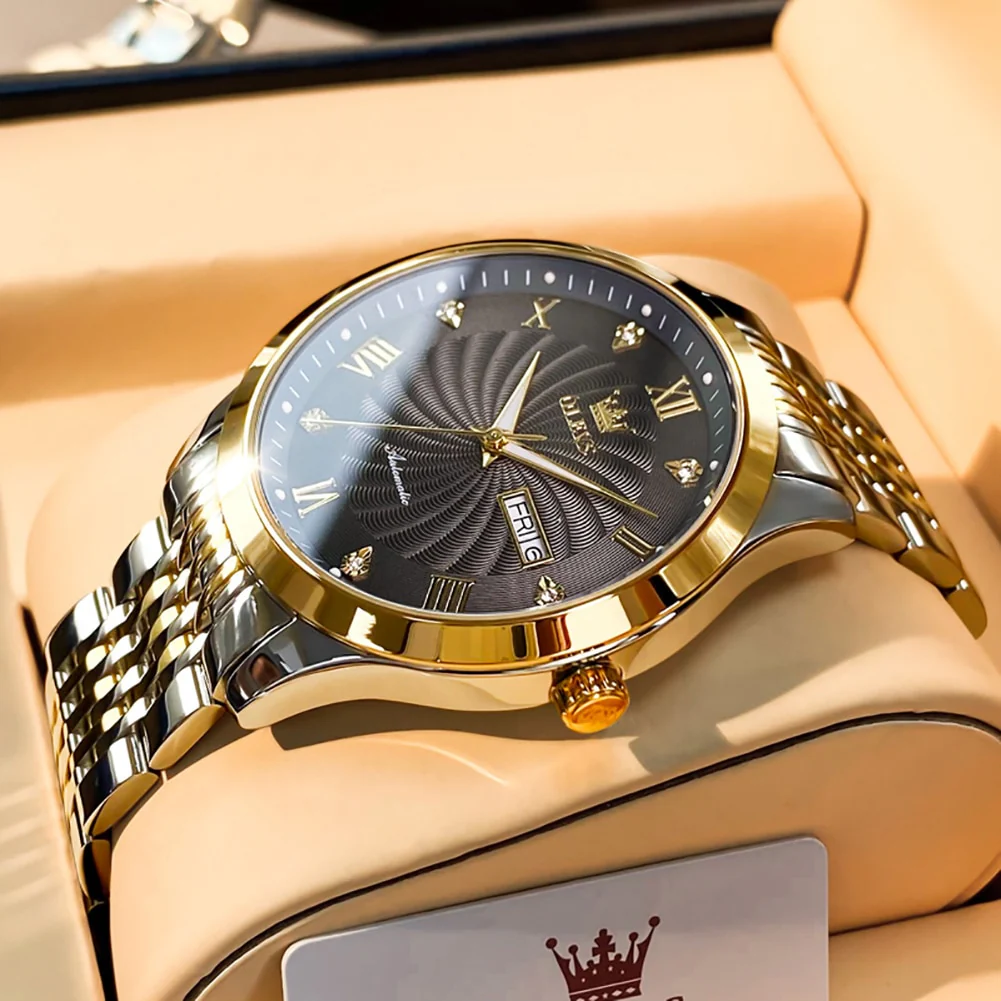 OLEVS Men Mechanical Watch Top Brand Luxury Automatic Watch Sport Stainless Steel Waterproof Watch Men relogio masculino - Image 4