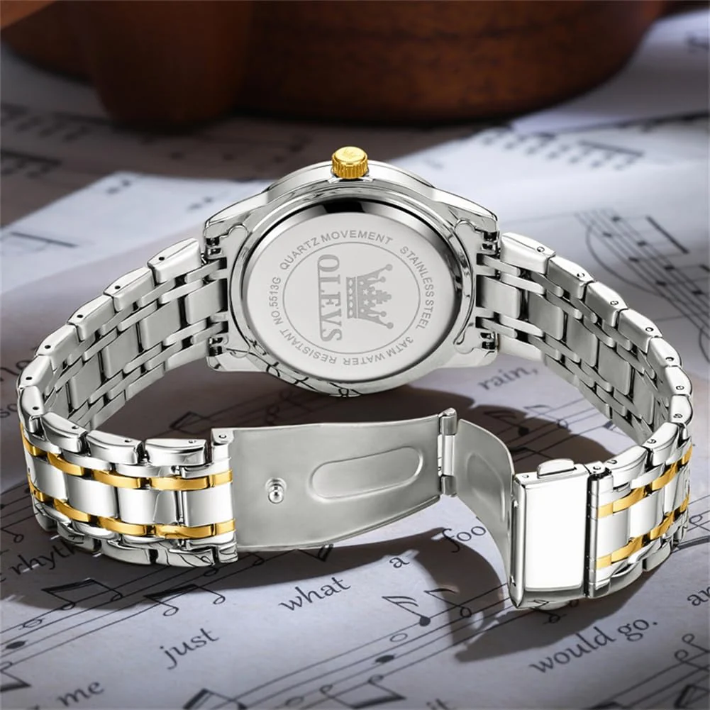 OLEVS Men's Watches Gold and Blue Mens Watches Luxury Dress Watches for Men Classic Two Tone Mens Wrist Watches Analog Quartz Watches Mens Waterproof Stainless Steel Watches Reloj para Hombre - Image 6