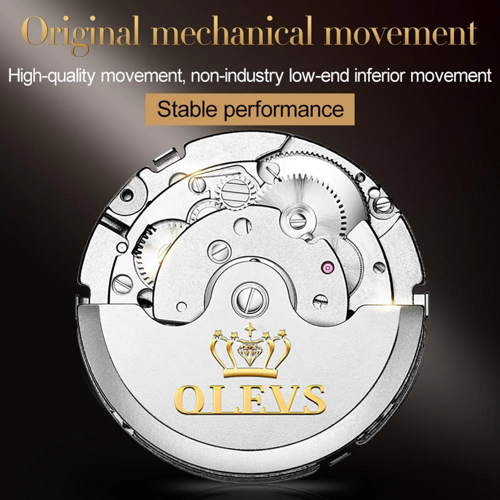 OLEVS Original Watch For Men Automatic Mechanical Watch Top Brand Luxury Tourbillon Wristwatch Classic Male Black Watches  6607 - Image 13