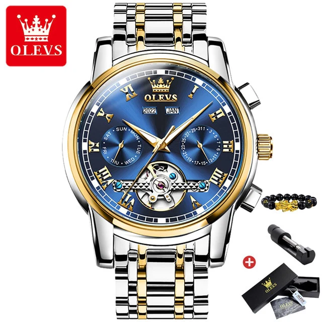 OLEVS Original Watch For Men Automatic Mechanical Watch Top Brand Luxury Tourbillon Wristwatch Classic Male Black Watches  6607 - Image 4