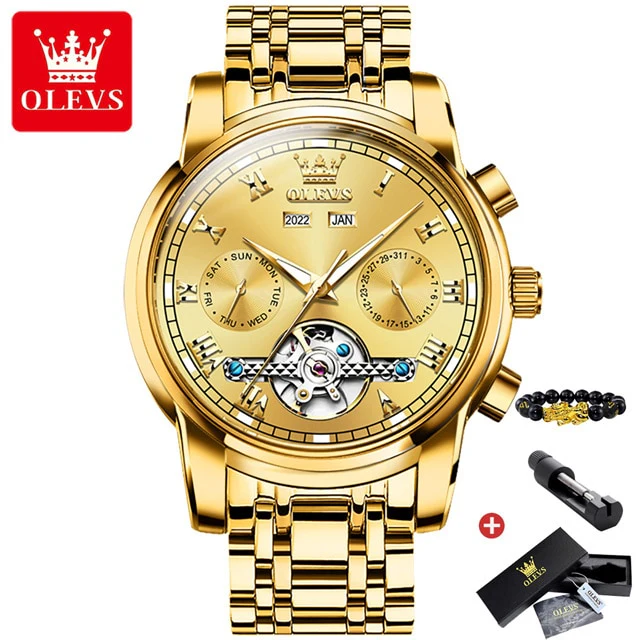 OLEVS Original Watch For Men Automatic Mechanical Watch Top Brand Luxury Tourbillon Wristwatch Classic Male Black Watches  6607 - Image 6