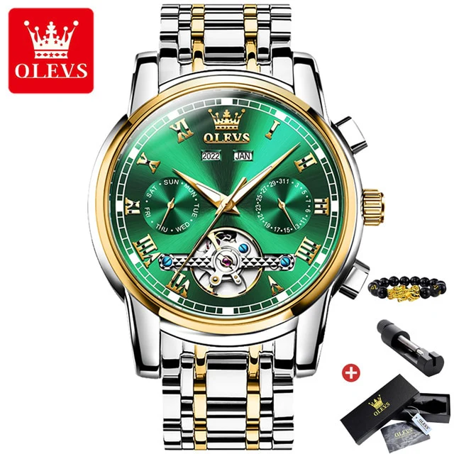 OLEVS Original Watch For Men Automatic Mechanical Watch Top Brand Luxury Tourbillon Wristwatch Classic Male Black Watches  6607 - Image 7