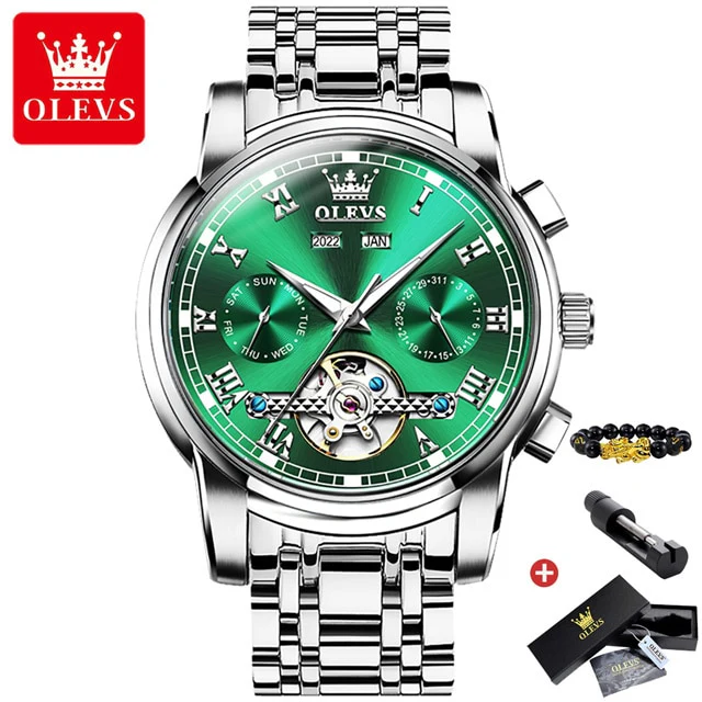 OLEVS Original Watch For Men Automatic Mechanical Watch Top Brand Luxury Tourbillon Wristwatch Classic Male Black Watches  6607 - Image 8
