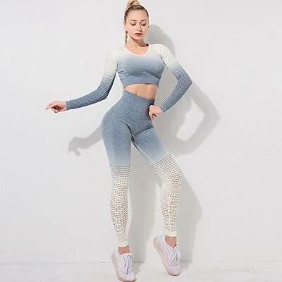 Ombre Seamless Yoga Set 2 Piece Set Women Sports Bras And Leggings Women Gym Set Workout Clothes For Women Sport Set Sportwear - Image 17
