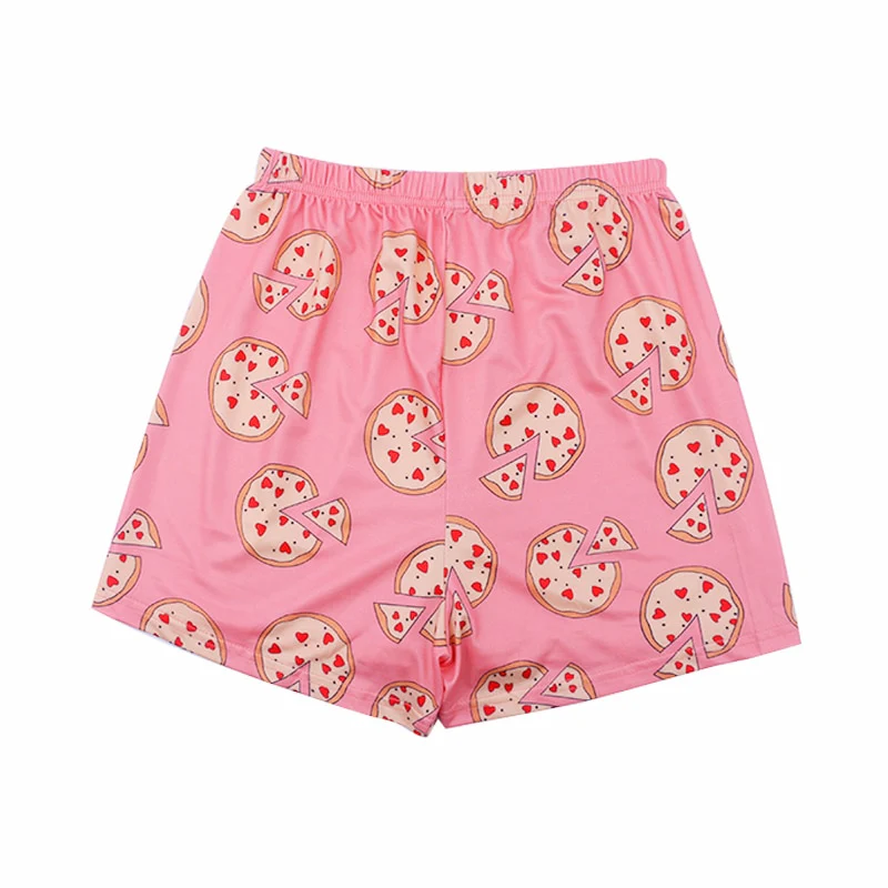 OMSJ 2020 Women Two Piece Set Summer Short Sleeve Crop Top and Shorts Pizza Pattern Print Matching Suit Lady Lounge Wear Outfits - Image 3