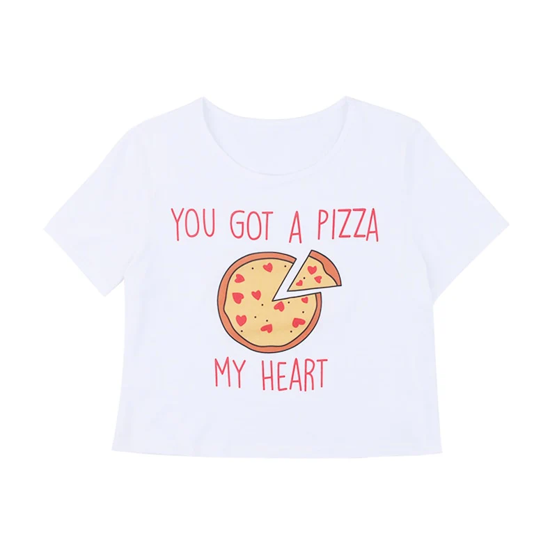OMSJ 2020 Women Two Piece Set Summer Short Sleeve Crop Top and Shorts Pizza Pattern Print Matching Suit Lady Lounge Wear Outfits - Image 7
