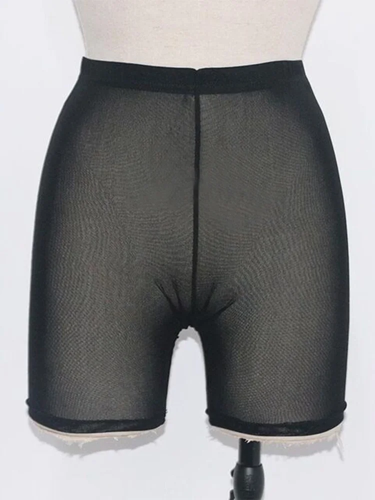 OMSJ 2024 Summer Fashion Yellow Mesh Transaparent Sexy Women Casual Shorts Ladies High Waist Shorts Summer Shorts Sexy Shorts - Image 10