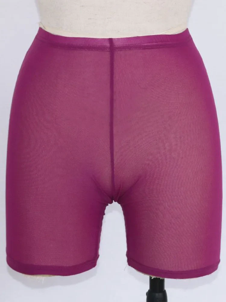 OMSJ 2024 Summer Fashion Yellow Mesh Transaparent Sexy Women Casual Shorts Ladies High Waist Shorts Summer Shorts Sexy Shorts - Image 12