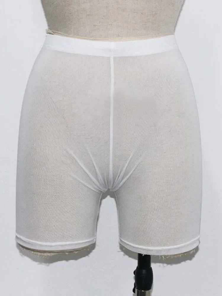 OMSJ 2024 Summer Fashion Yellow Mesh Transaparent Sexy Women Casual Shorts Ladies High Waist Shorts Summer Shorts Sexy Shorts - Image 6