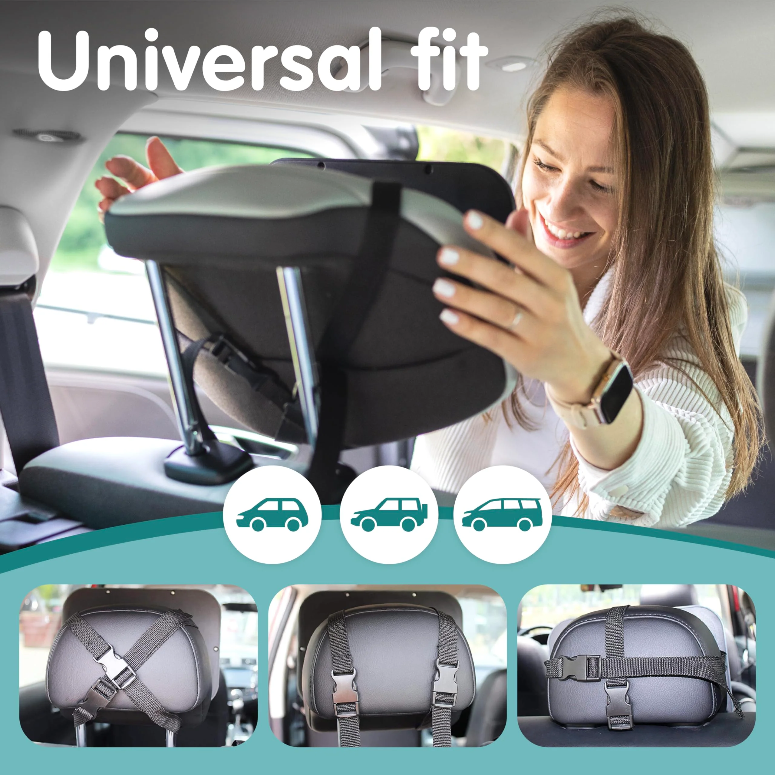 Onco Baby Car Mirror Rear Facing - Double Award-Winning Car Mirror for Baby, 100% Shatterproof Baby Mirror for Car Journeys, Shakeproof Car Seat Mirror for Baby Rear Facing, Universal Car Mirror Baby - Image 4