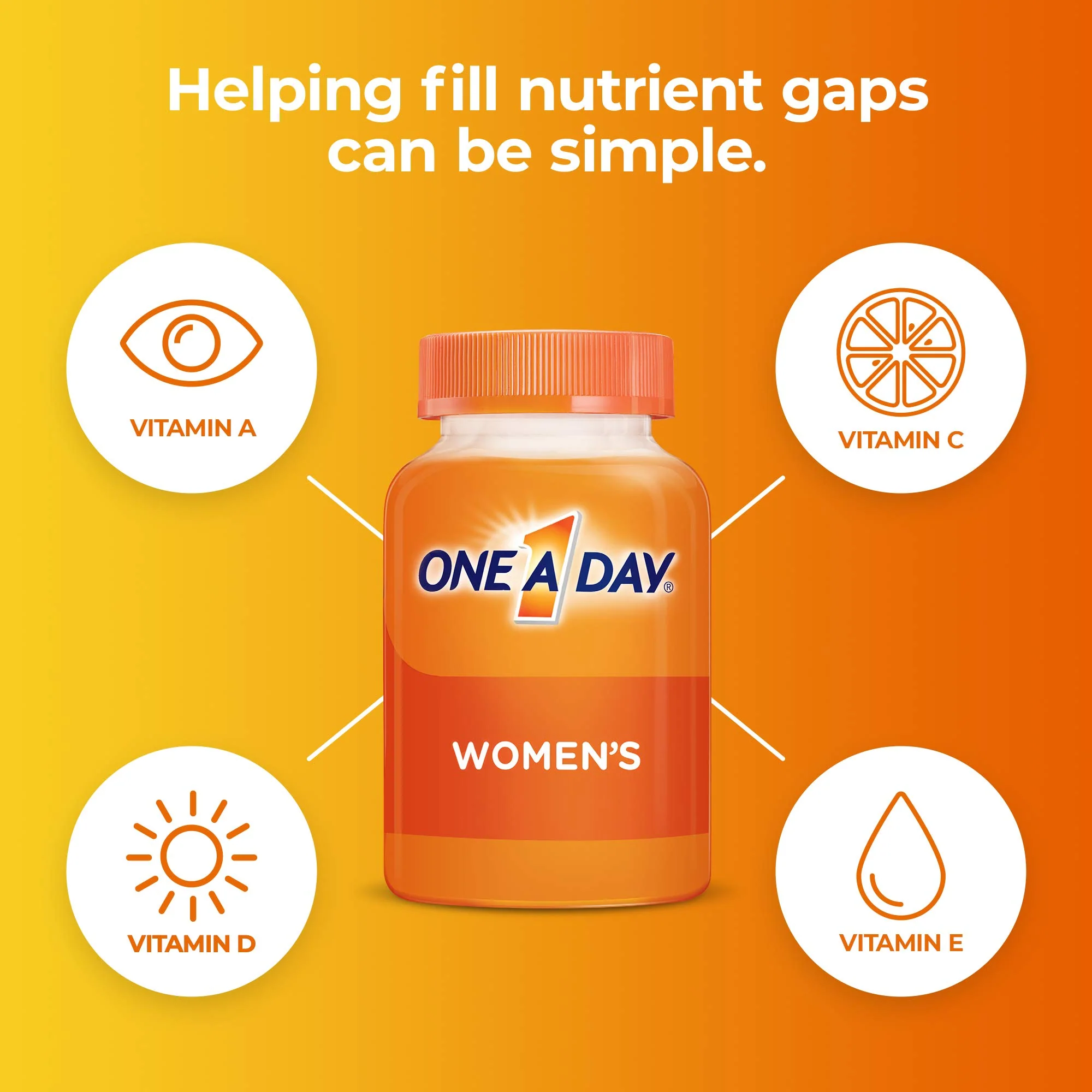 One A Day Women’s Multivitamin Gummies, Supplement with Vitamin A, Vitamin C, Vitamin D, Vitamin E and Zinc for Immune Health Support, Calcium & more, Orange, 230 count, Fruity - Image 11