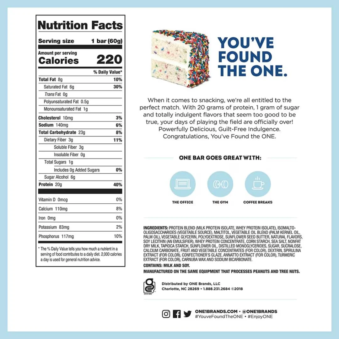 ONE bar, Protein Bars, 3 Flavor Variety Pack, Gluten Free 20g Protein and Only 1g Sugar, 2.12 oz Bars (Pack of 12) - Image 4