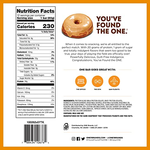 ONE Protein Bars, Maple Glazed Doughnut, Gluten-Free Protein Bar with 20g Protein and only 1g Sugar, Snacking for High Protein Diets, 2.12 Ounce (12 Pack) - Image 2