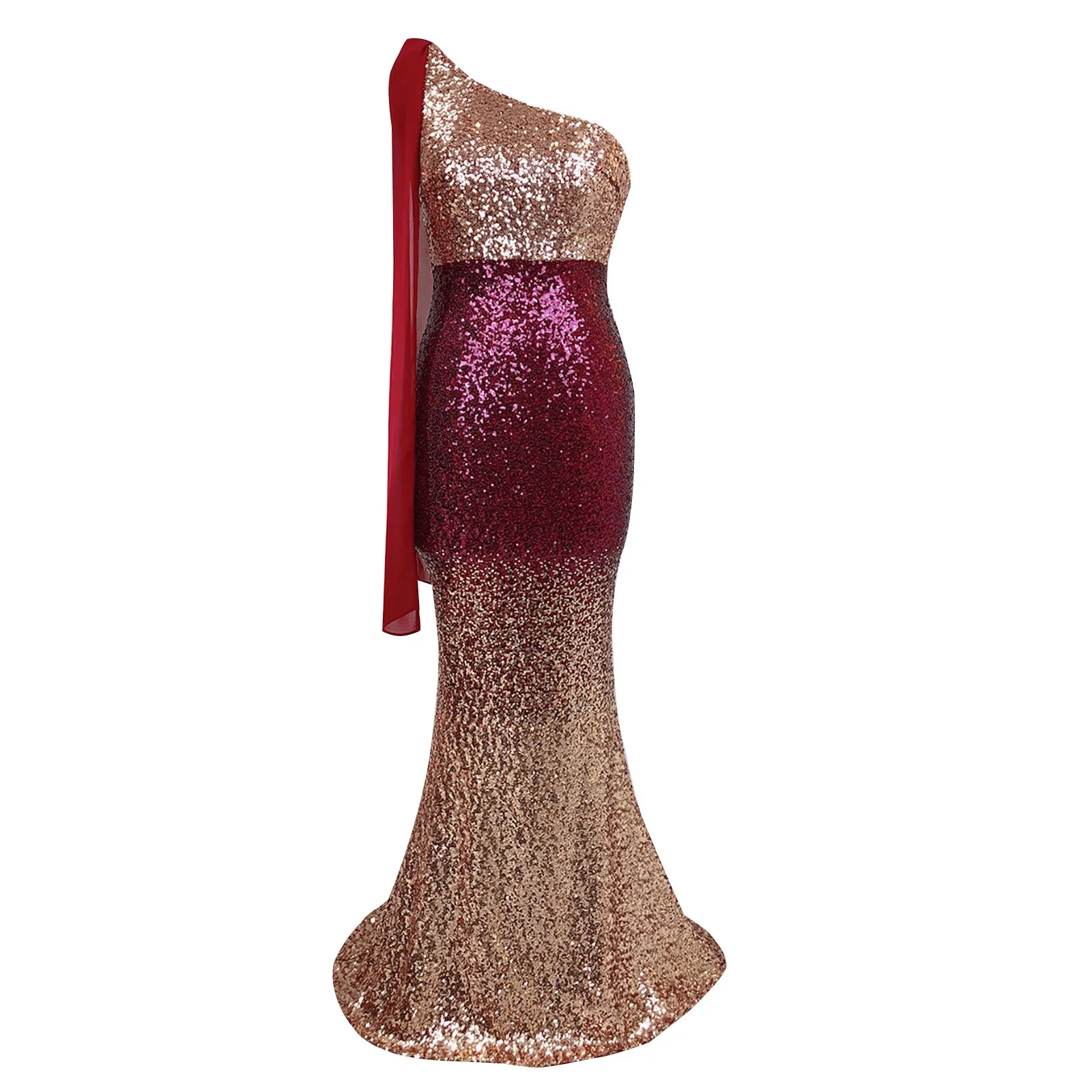 One Shoulder Prom Ladies Fishtail Dress Gradient Sequin Long Evening Gown Party Prom Women'S Cocktail Dress Elegant Vestidos - Image 7