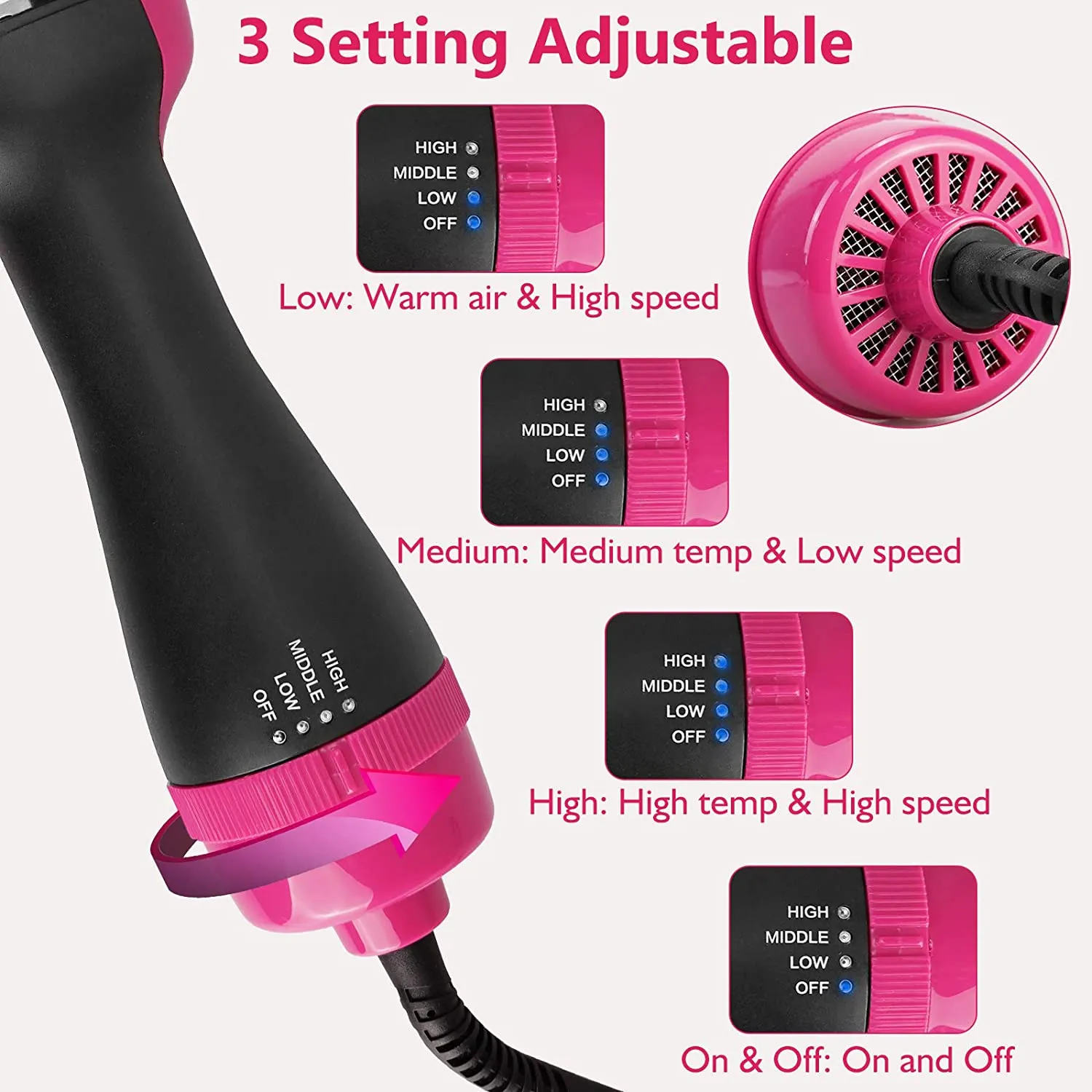 One Step Hair Dryer Brush Negative Ionic Blow Dryer Comb Hot Cold Hair Styler Hair Dryer Hair Blower Salon Dryers Dryer Blower - Image 6
