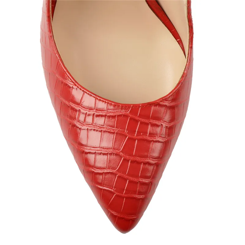 Onlymaker Women 12CM Slingback High Heels Pumps Red Color Pointed Toe Ankle Strap  Big Size Fashion Sandals - Image 3