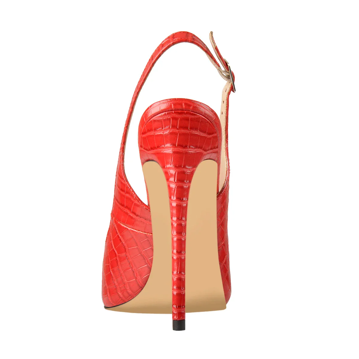 Onlymaker Women 12CM Slingback High Heels Pumps Red Color Pointed Toe Ankle Strap  Big Size Fashion Sandals - Image 4