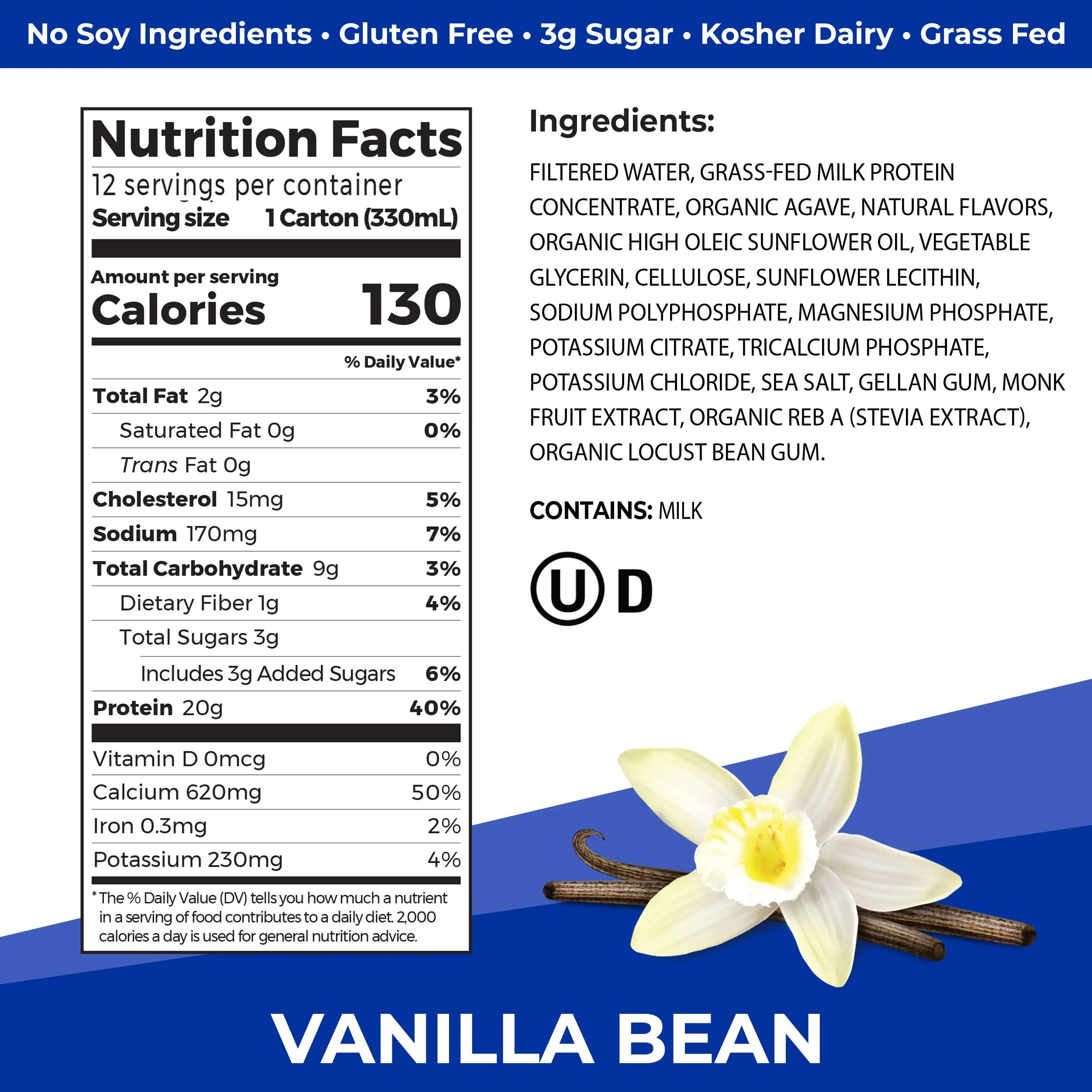 Orgain Clean Protein Shake, Grass Fed Dairy, Vanilla Bean - 20g Whey Protein, Meal Replacement, Ready to Drink, Gluten Free, Soy Free, Kosher, 11 Fl Oz (Pack of 12) (Packaging May Vary) - Image 6