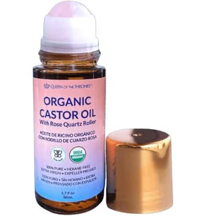 Queen of the Thrones Organic Golden Castor Oil Roll-On with Rose Quartz 1.7oz (50mL) - Image 3