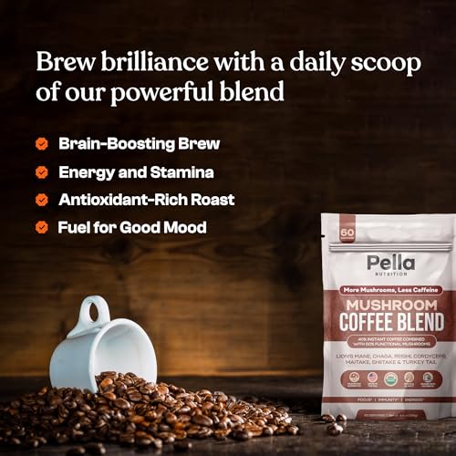 Organic Low-Caffeine Mushroom Coffee (60 Servings) with 7 Superfood Mushrooms, Great Tasting Colombian Instant Coffee, Includes Lion's Mane, Reishi, Chaga, Cordyceps, Shiitake, Maitake, and Turkey Tail - Image 5
