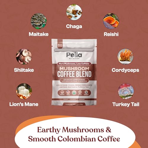 Organic Low-Caffeine Mushroom Coffee (60 Servings) with 7 Superfood Mushrooms, Great Tasting Colombian Instant Coffee, Includes Lion's Mane, Reishi, Chaga, Cordyceps, Shiitake, Maitake, and Turkey Tail - Image 6