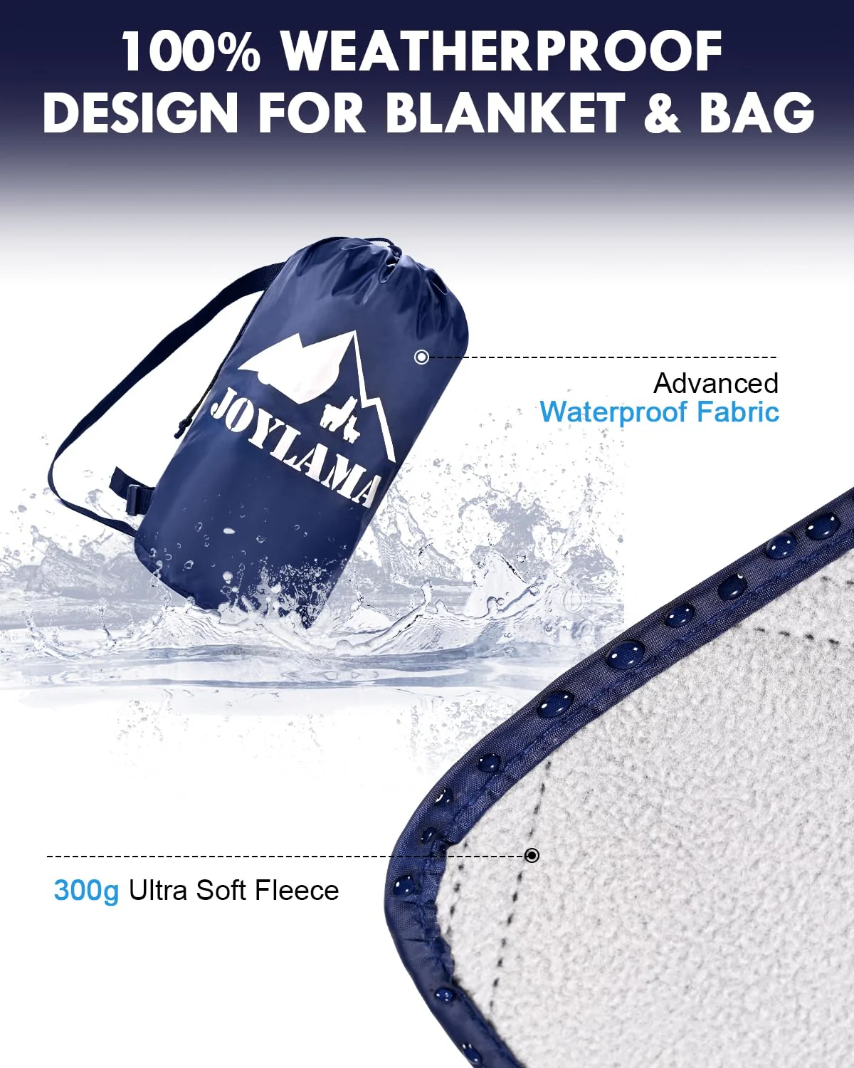 Outdoor Camping Blanket, Fleece Waterproof Stadium Blanket with Protable Bag, Lightweight Camping Blanket for 2 People, Cold Weather, Sports, Pet, Beach, Picnic, Stadium, Travel, Car, 79*54inch - Image 6