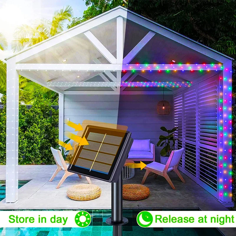 Outdoor LED Solar Fairy Lights Christmas Decoration Waterproof Solar Garland 8Mode Lights For Xmas Party Patio Balcony Yard - Image 3