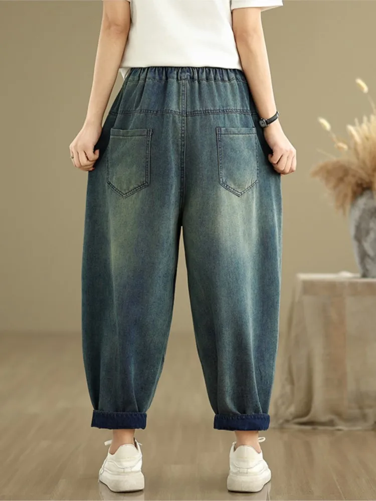 Oversized Jeans Spring Summer Pant Women Elastic High Waist Fashion Print Ladies Trousers Loose Woman Harem Pants - Image 3