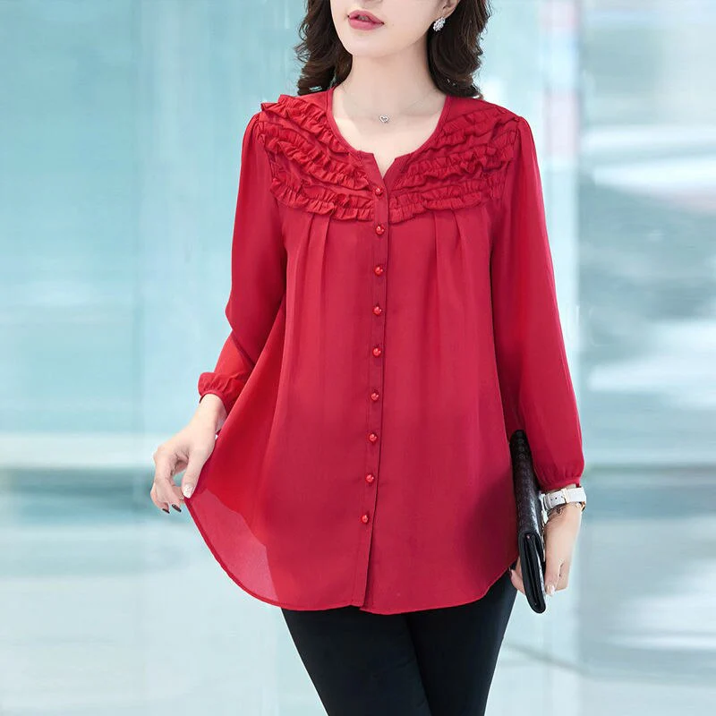 Oversized Nine Quarter Sleeve Chiffon Blusas For Mom Summer Causal Camisas Korean Fashion Top Chic Elegant Blouse Loose Shirt - Image 10