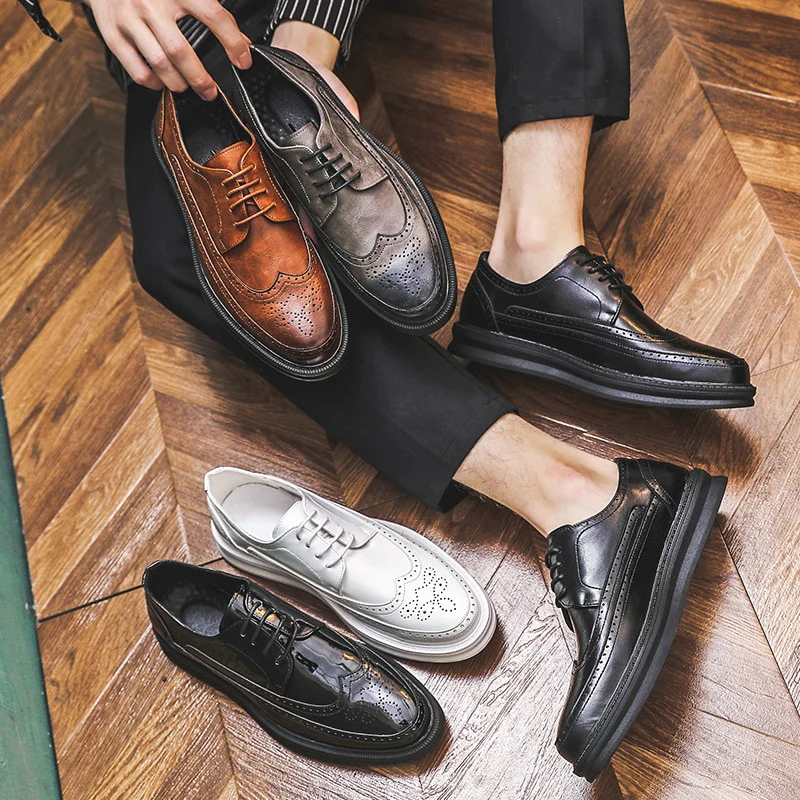 Oxford Shoes Fashion Brogue Men Leather Formal Dress Shoes Man Comfortable Office Party Footwear - Image 2