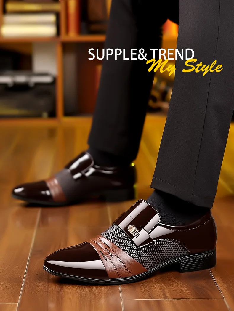 Oxford Shoes Men's Luxury Lacquer Wedding Shoe Pointed Toe Dress Shoes for Men Classic Business Men Leather Shoes Big Size 38-48 - Image 11