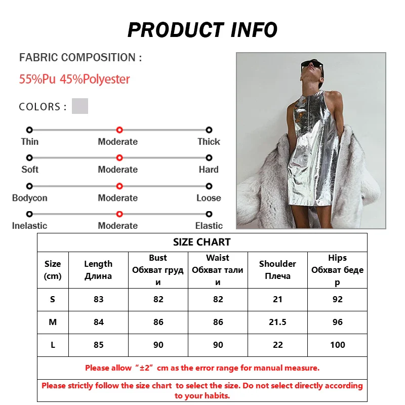 Oymimi Sexy Slim Sliver Pu Leather Dress Ladies Bodycon O-Neck Sleeveless Dress Elegant Classicc Party Dresses For Women 2023 - Image 7