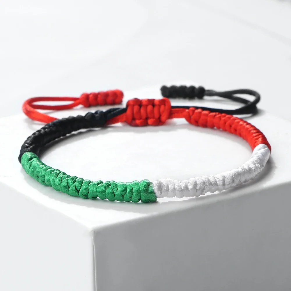Palestine Israel Flag Bracelet Green Black Blue Rope Braid Bangles Middle East Country Flags Color Kuwait Bracelets Patriot Gift - Image 2