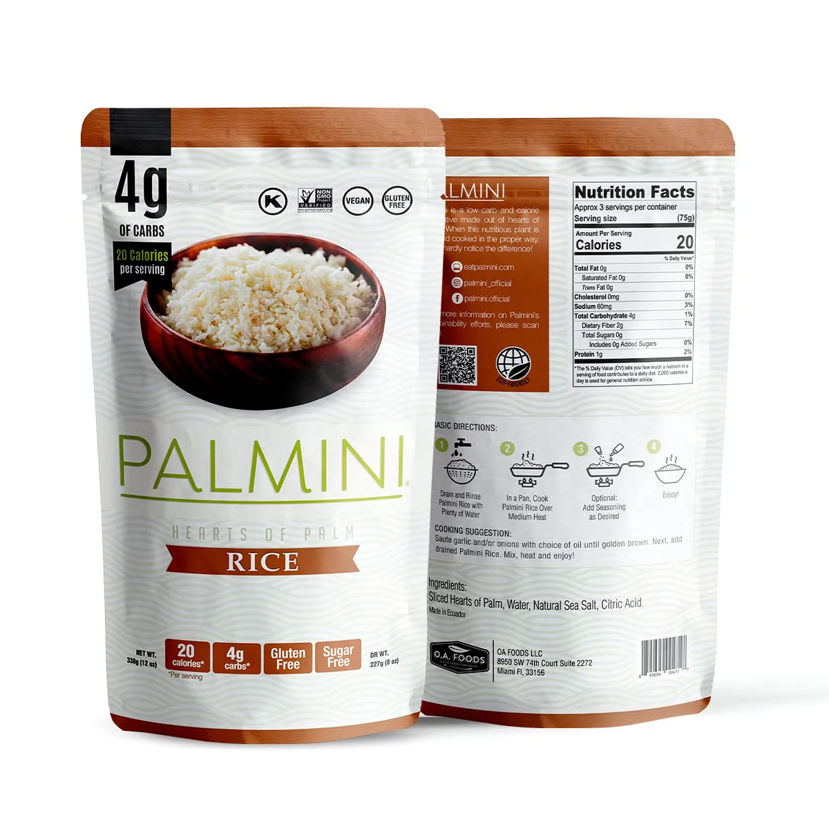 Palmini Rice | Low-Carb, Low-Calorie Hearts of Palm Rice | Keto, Gluten Free, Vegan, Non-GMO | As seen on Shark Tank | (12 Ounces Pouches - Pack of 3) - Image 5