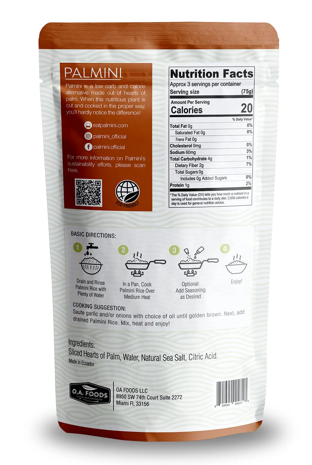 Palmini Rice | Low-Carb, Low-Calorie Hearts of Palm Rice | Keto, Gluten Free, Vegan, Non-GMO | As seen on Shark Tank | (12 Ounces Pouches - Pack of 3) - Image 6