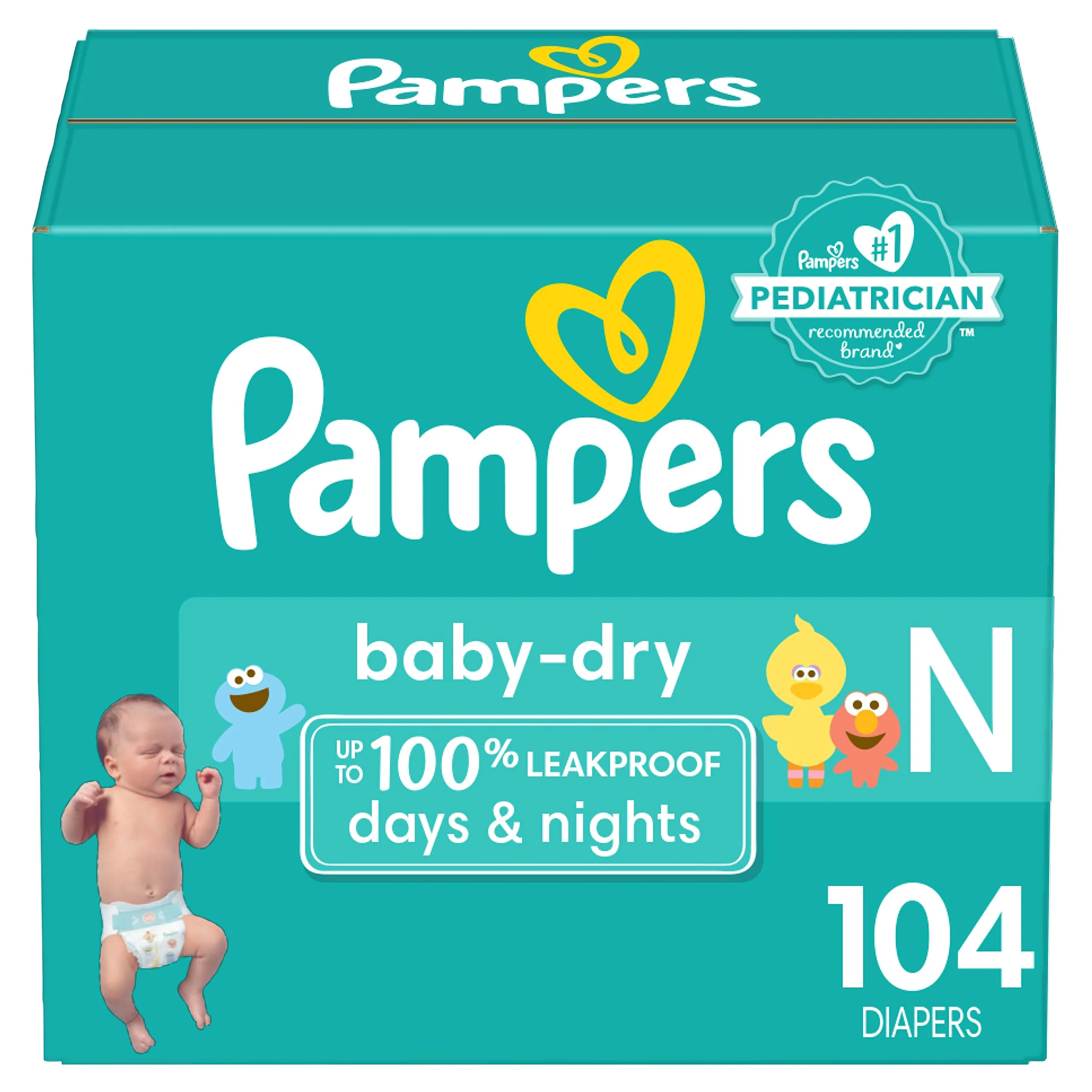 Pampers Baby Dry Diapers Size 0/Newborn 104 Count (Pack of 2) - Image 6