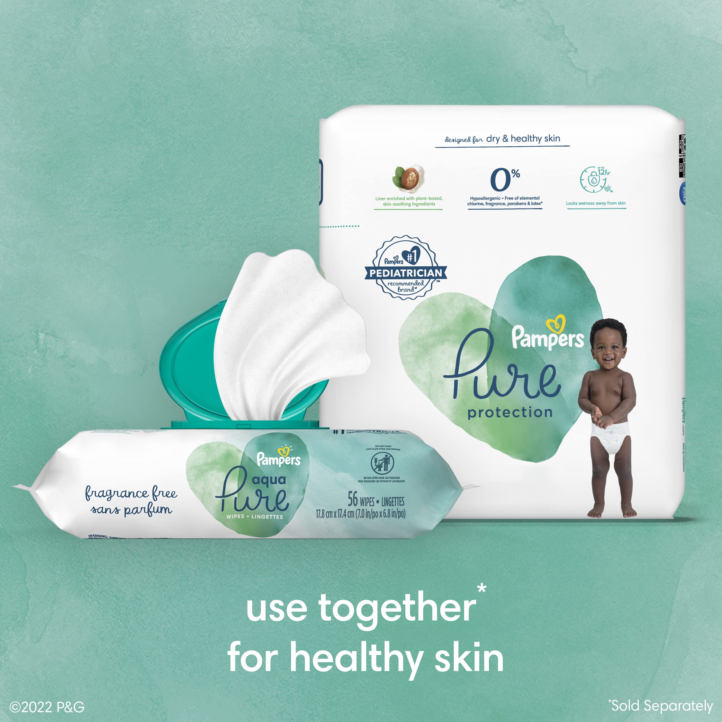 Pampers Pure Protection Diapers - Size 1, 32 Count, Hypoallergenic Premium Disposable Baby Diapers - Image 3