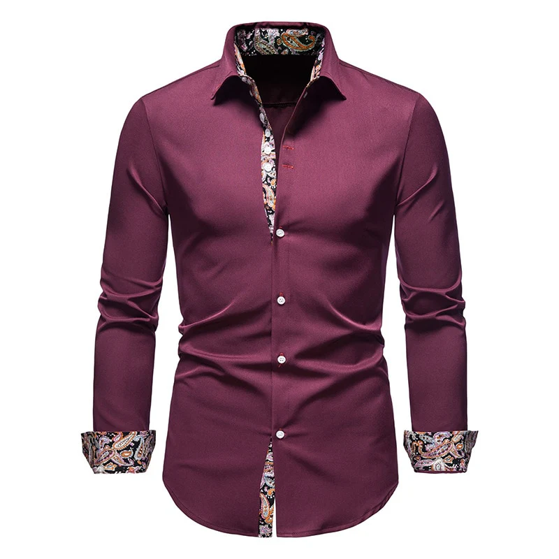 PARKLEES 2023 Autumn Plaid Patchwork Formal Shirts for Men Slim Long Sleeve White Button Up Shirt Dress Business Office Camisas - Image 8