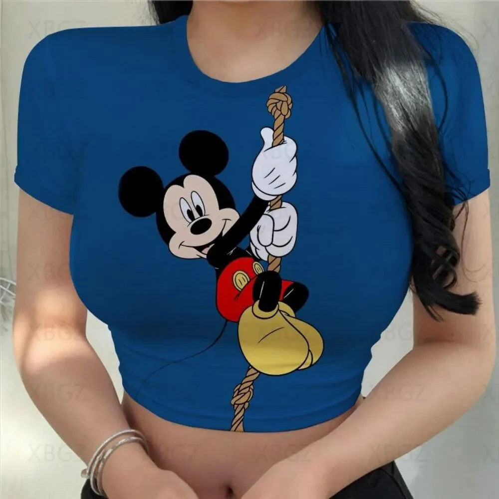Party Woman Clothes Sexy Women's T-shirt Slim Fit Crop Top Print Y2k Tight Fashion Blouses 2022 Mickey T-shirts Minnie Mouse 3XL - Image 17